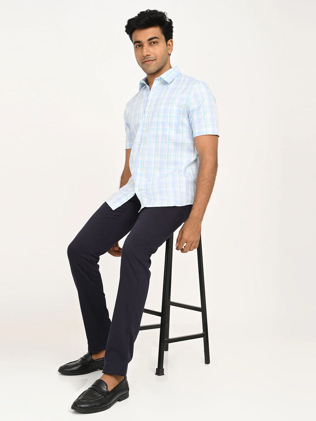 Men's Check Half Sleeve Cotton Shirt - Image 6