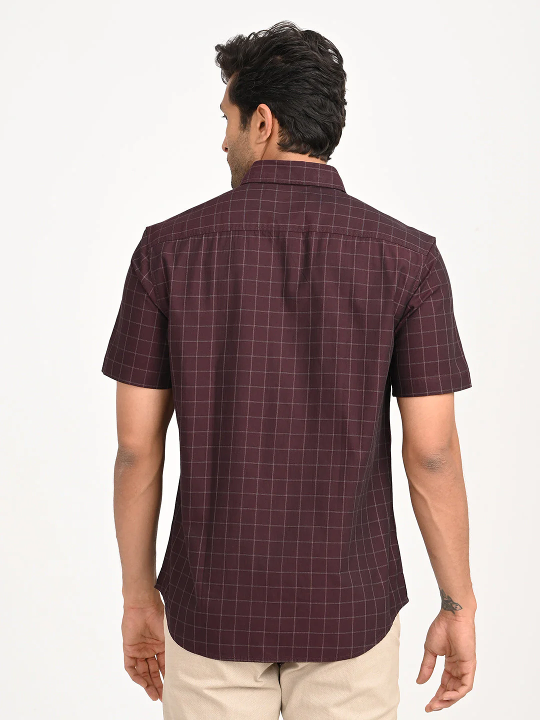 Men's Check Half Sleeve Cotton Shirt - Image 4