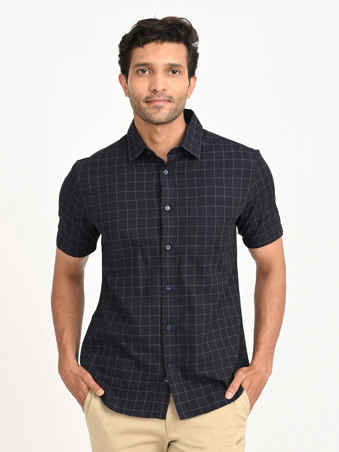 Men's Check Half Sleeve Cotton Shirt - Image 7