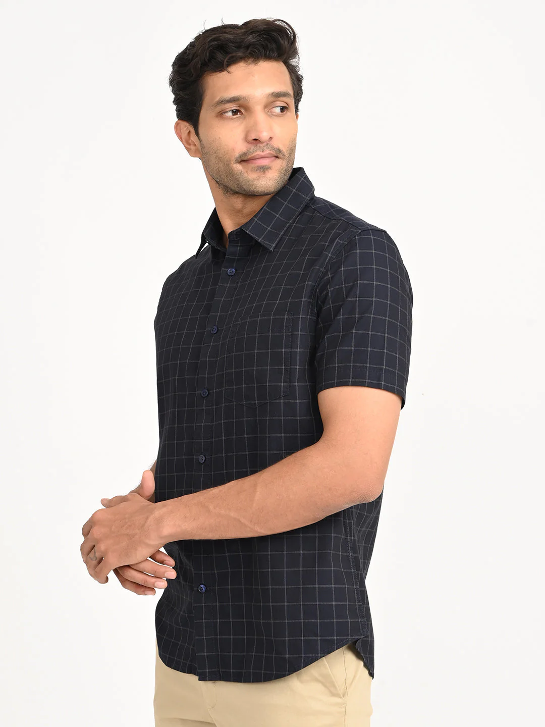 Men's Check Half Sleeve Cotton Shirt - Image 8