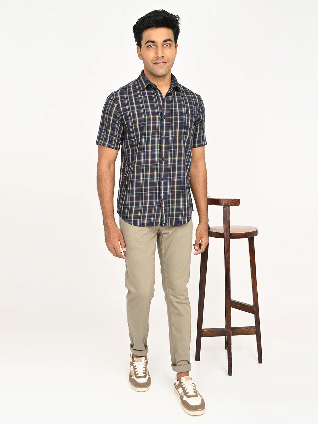 Men's Check Half Sleeve Cotton Shirt - Image 6