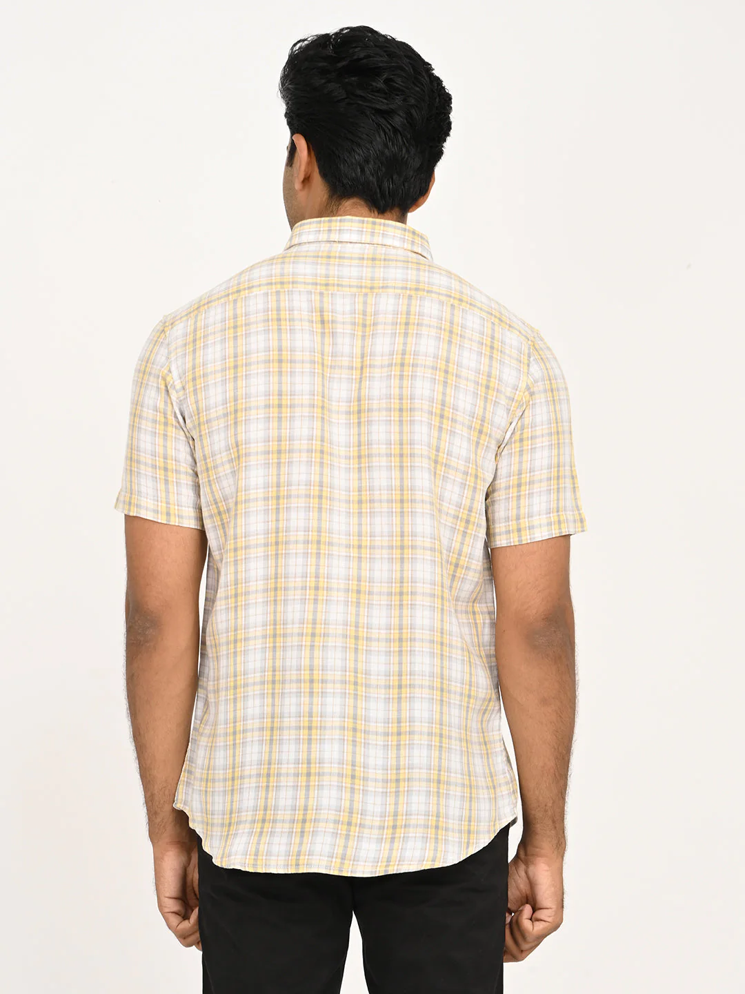 Men's Check Half Sleeve Tencel Blend Shirt - Image 4