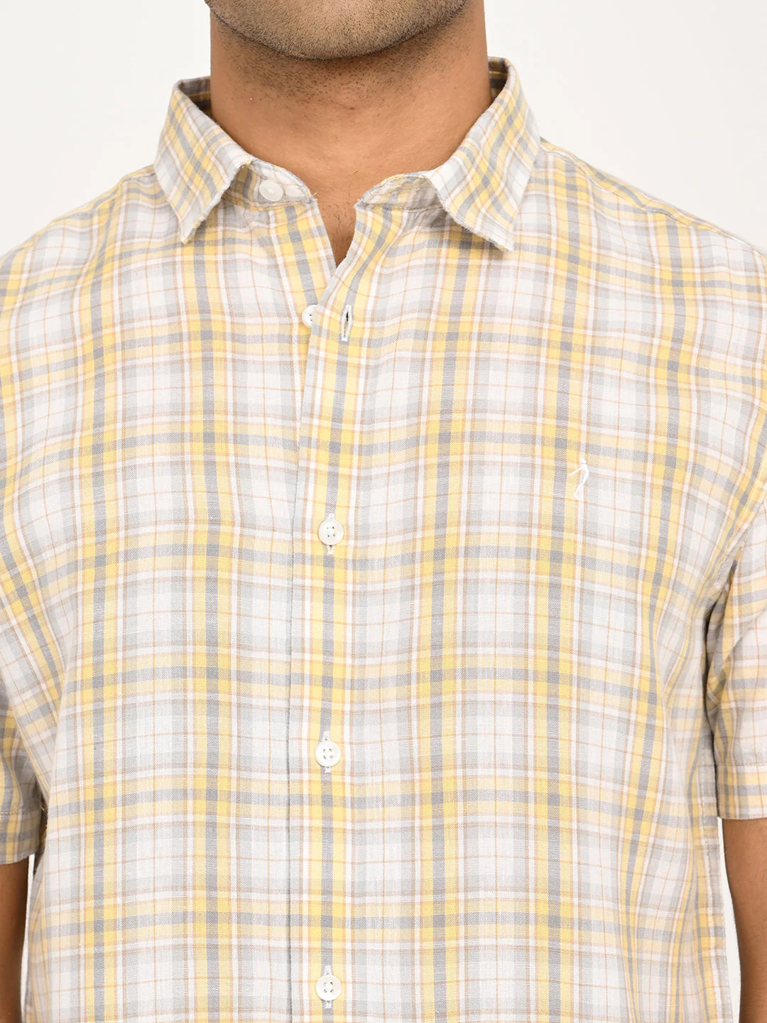 Men's Check Half Sleeve Tencel Blend Shirt - Image 5