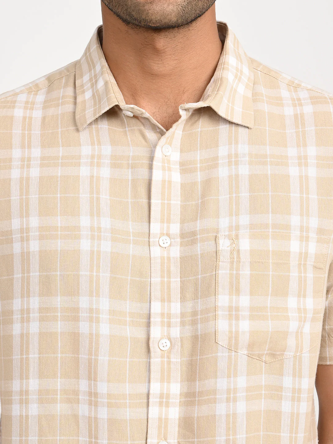 Men's Check Half Sleeve Tencel Blend Shirt - Image 5