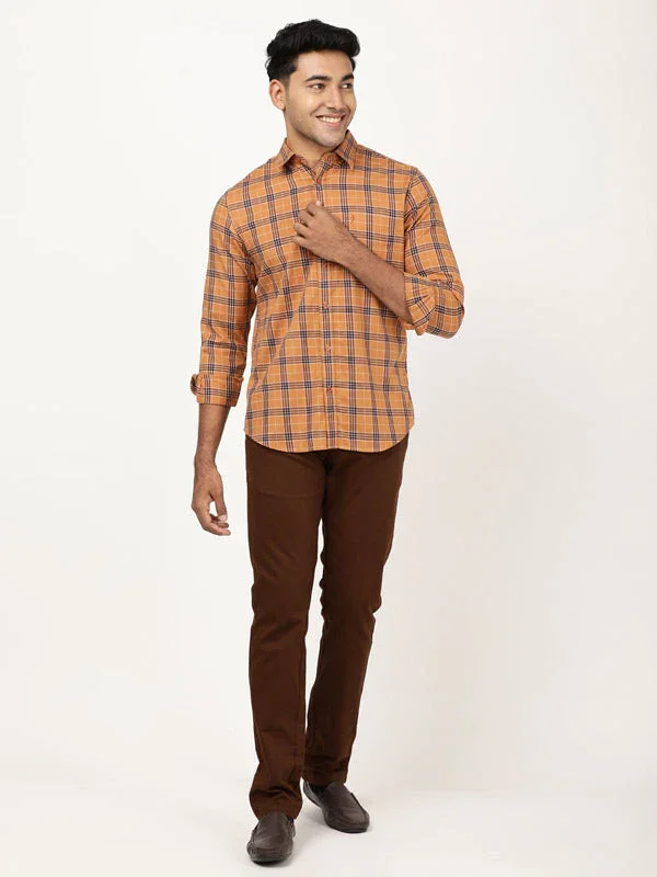 Men's Check Full Sleeves Cotton Stretch Shirt - Image 4