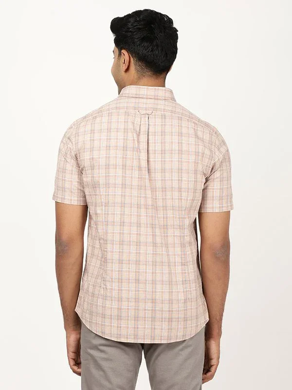 Men's Check Half Sleeves Cotton Shirt - Image 5