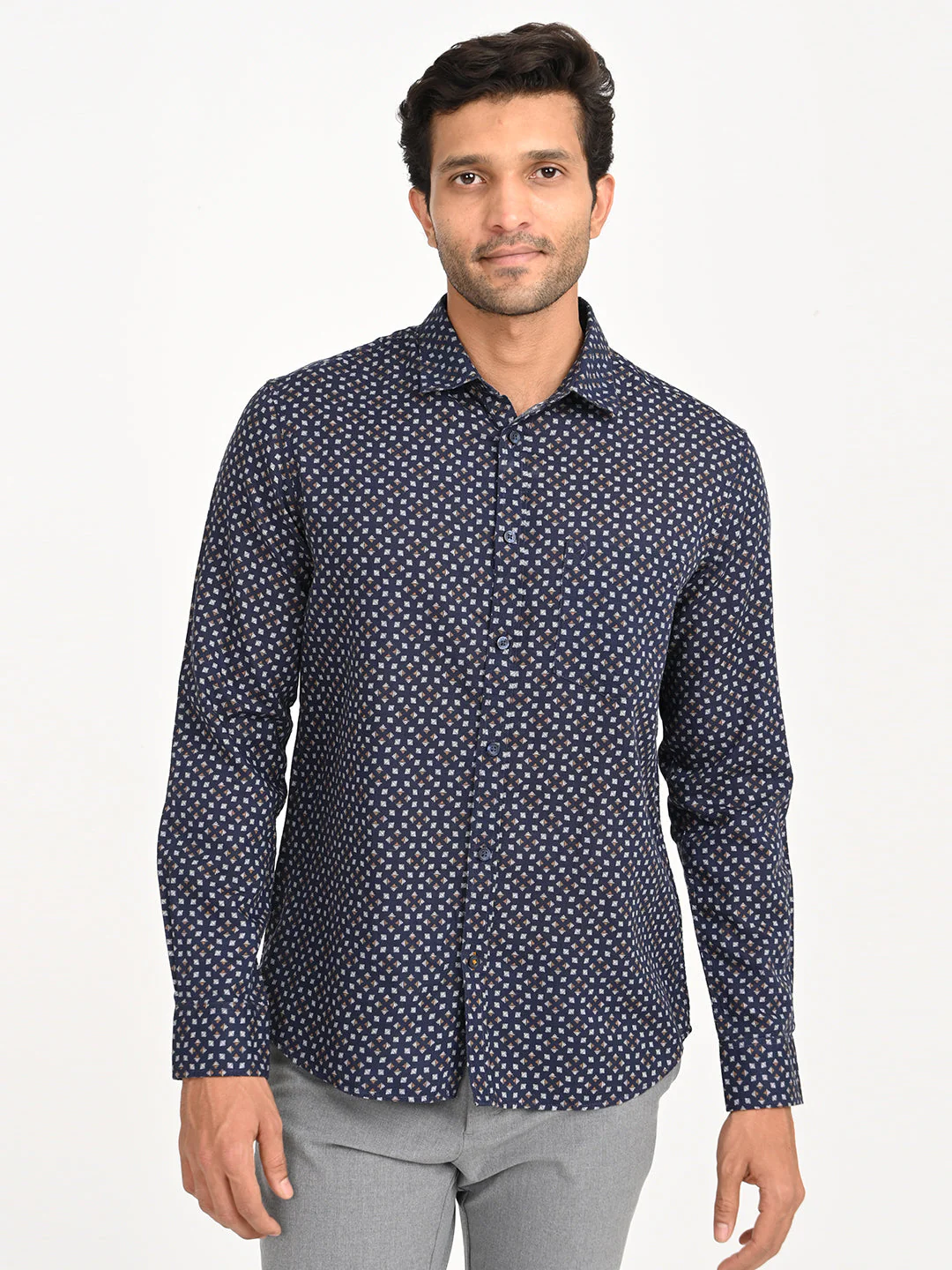 Men's Printed Full Sleeve Cotton Blend Shirt