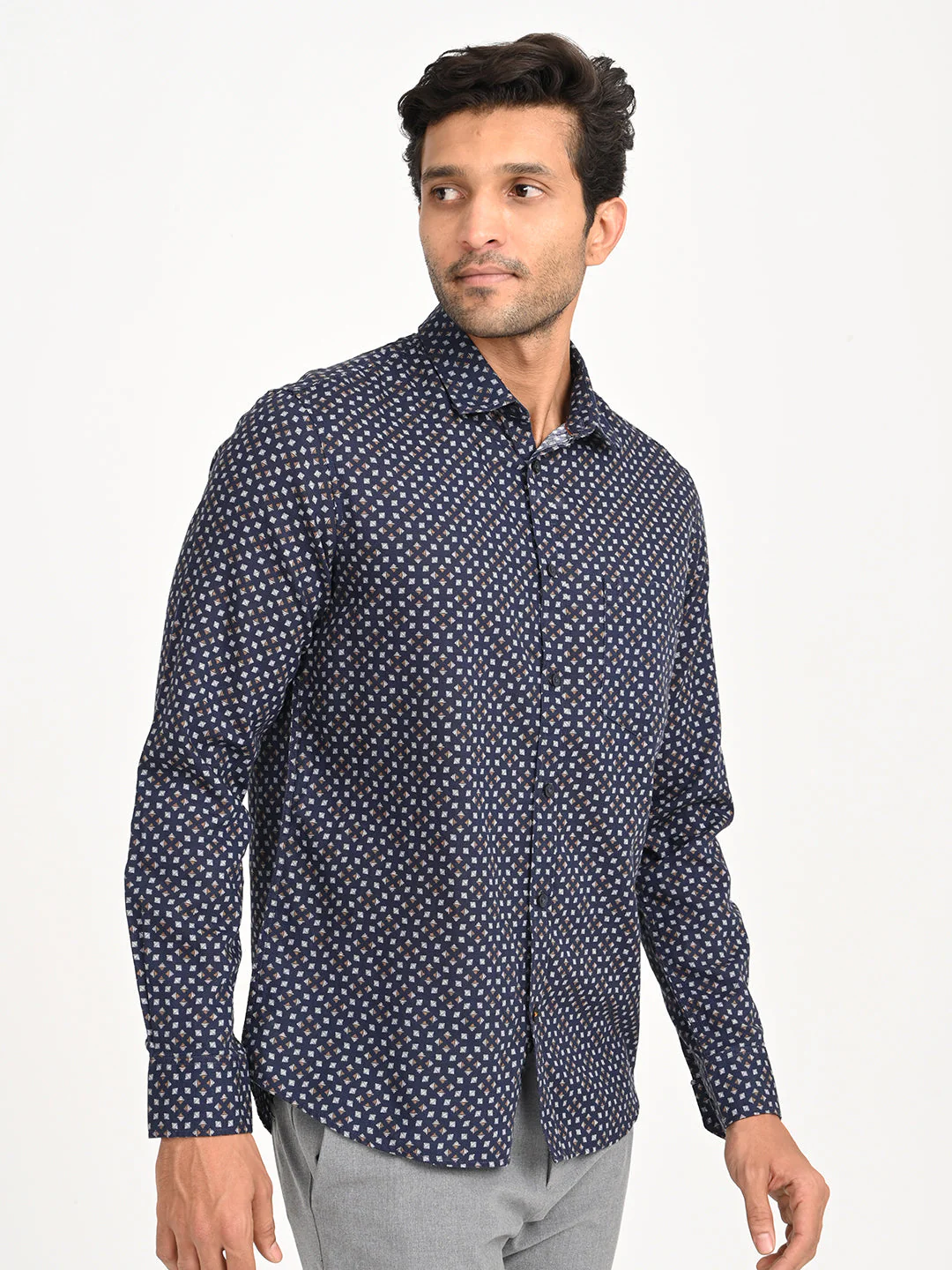 Men's Printed Full Sleeve Cotton Blend Shirt - Image 3