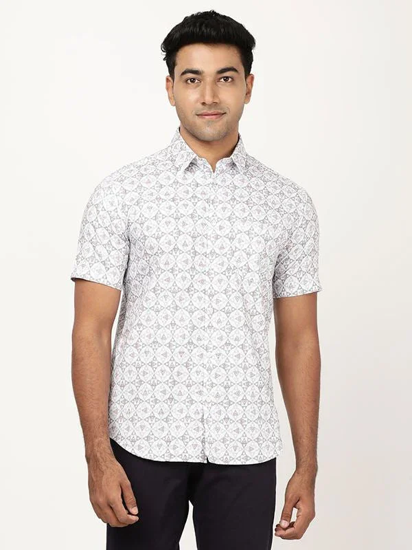 Men's Printed Half Sleeves Cotton Blend Shirt