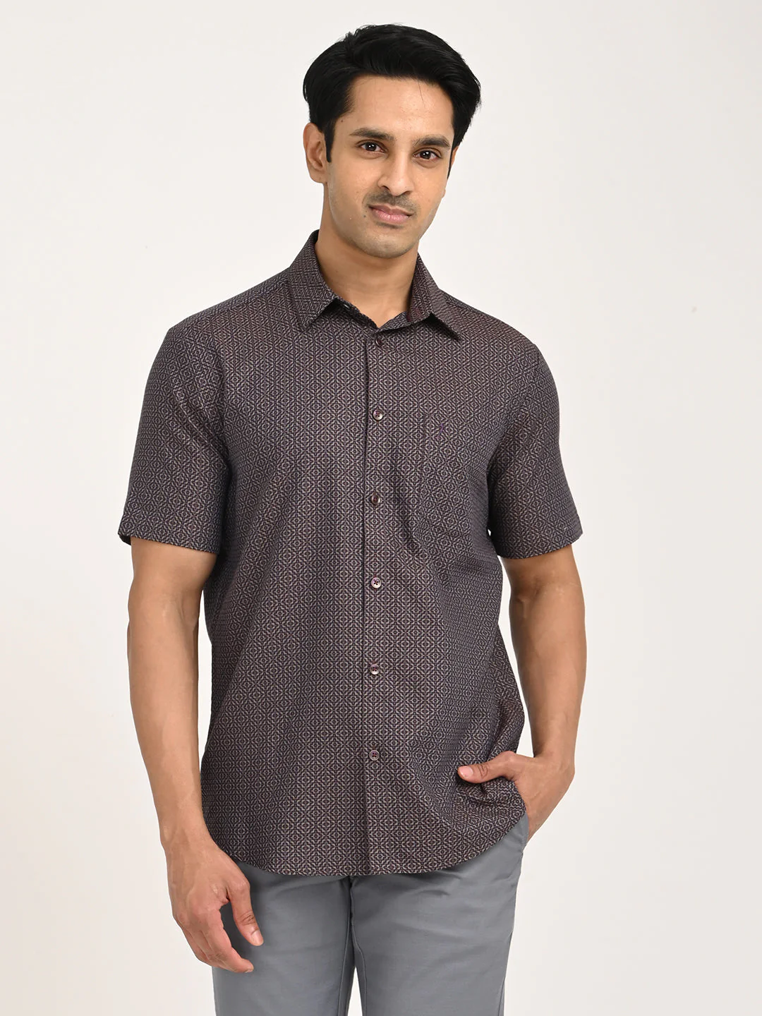 Men's Printed Half Sleeve Cotton Shirt