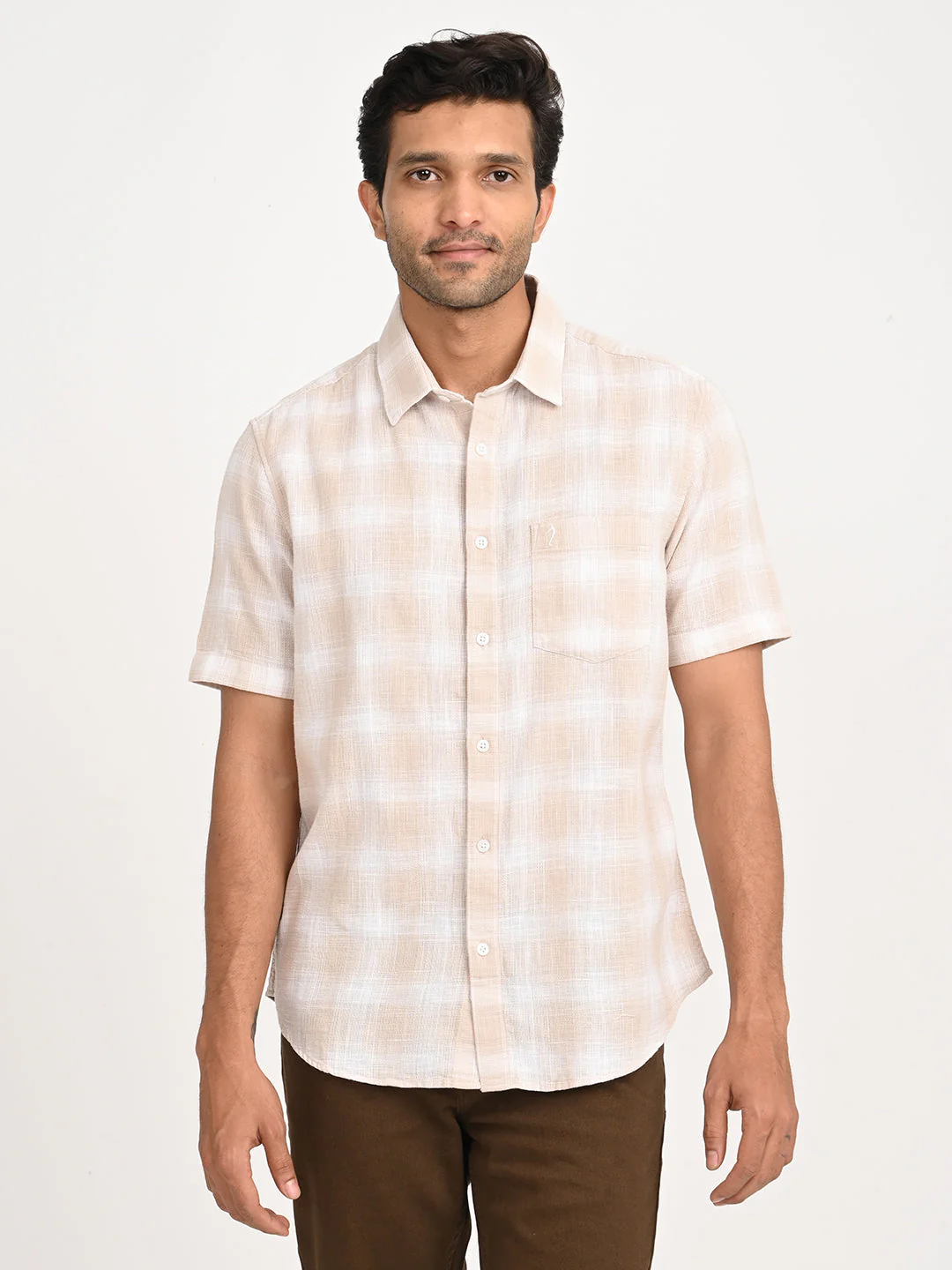 Men's Check Half Sleeve Cotton Shirt