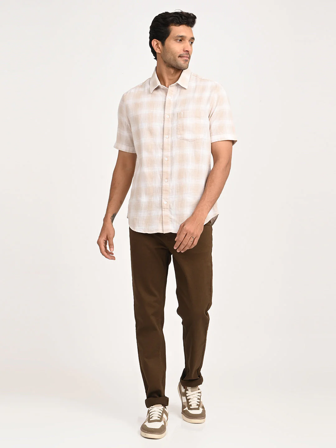 Men's Check Half Sleeve Cotton Shirt - Image 6