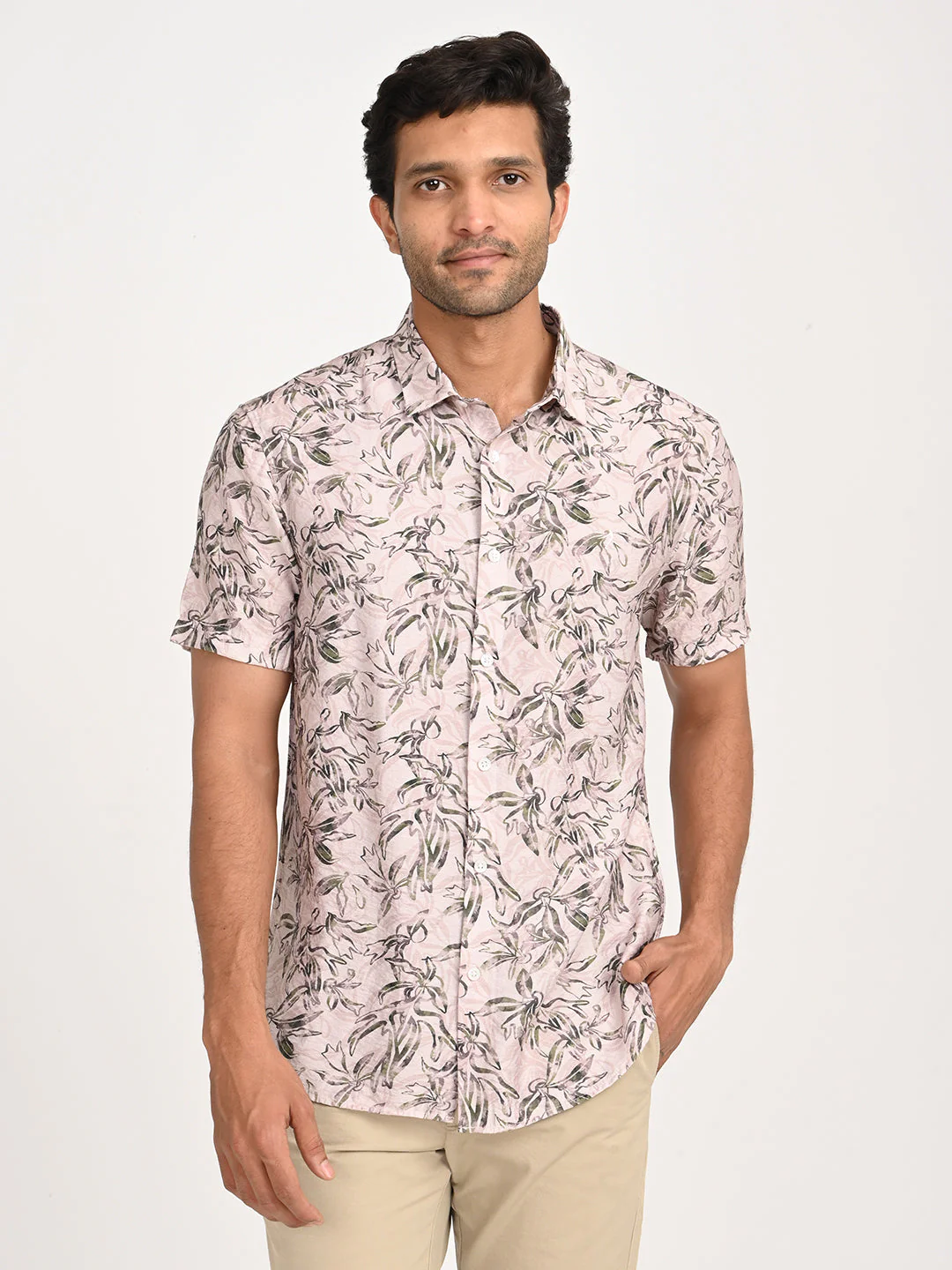 Men's Printed Half Sleeve Nylon Blend Shirt