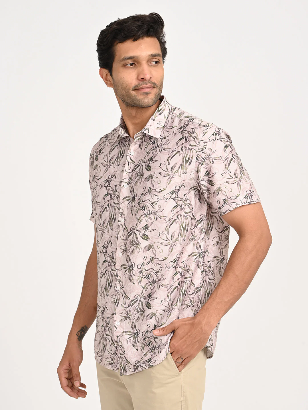 Men's Printed Half Sleeve Nylon Blend Shirt - Image 2