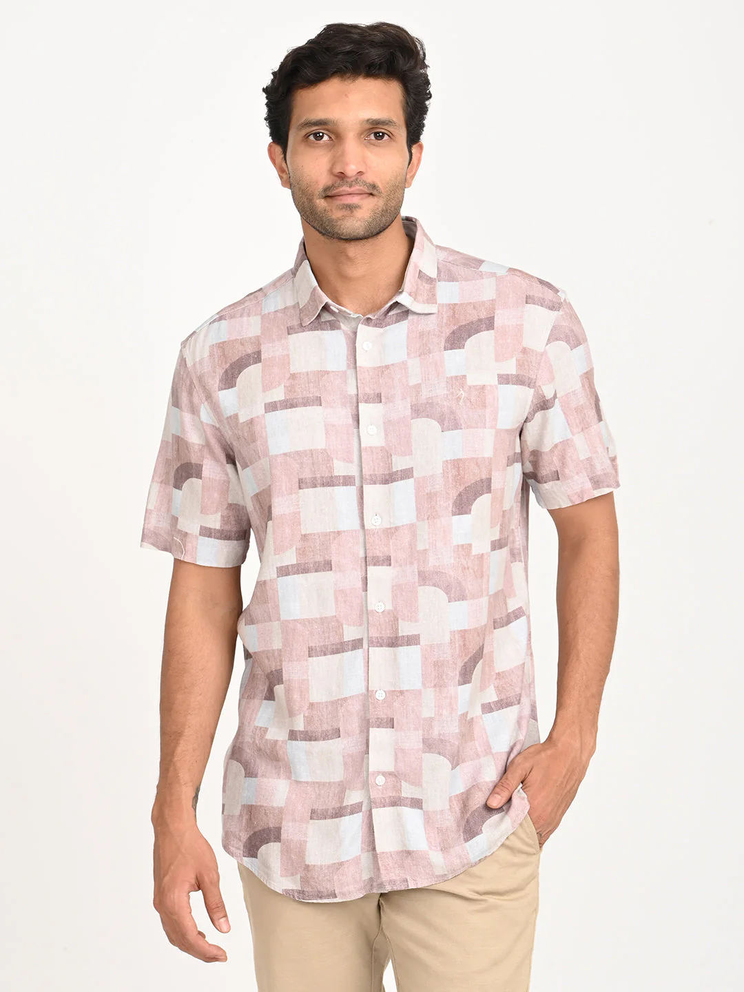 Men's Printed Half Sleeve Viscose Blend Shirt