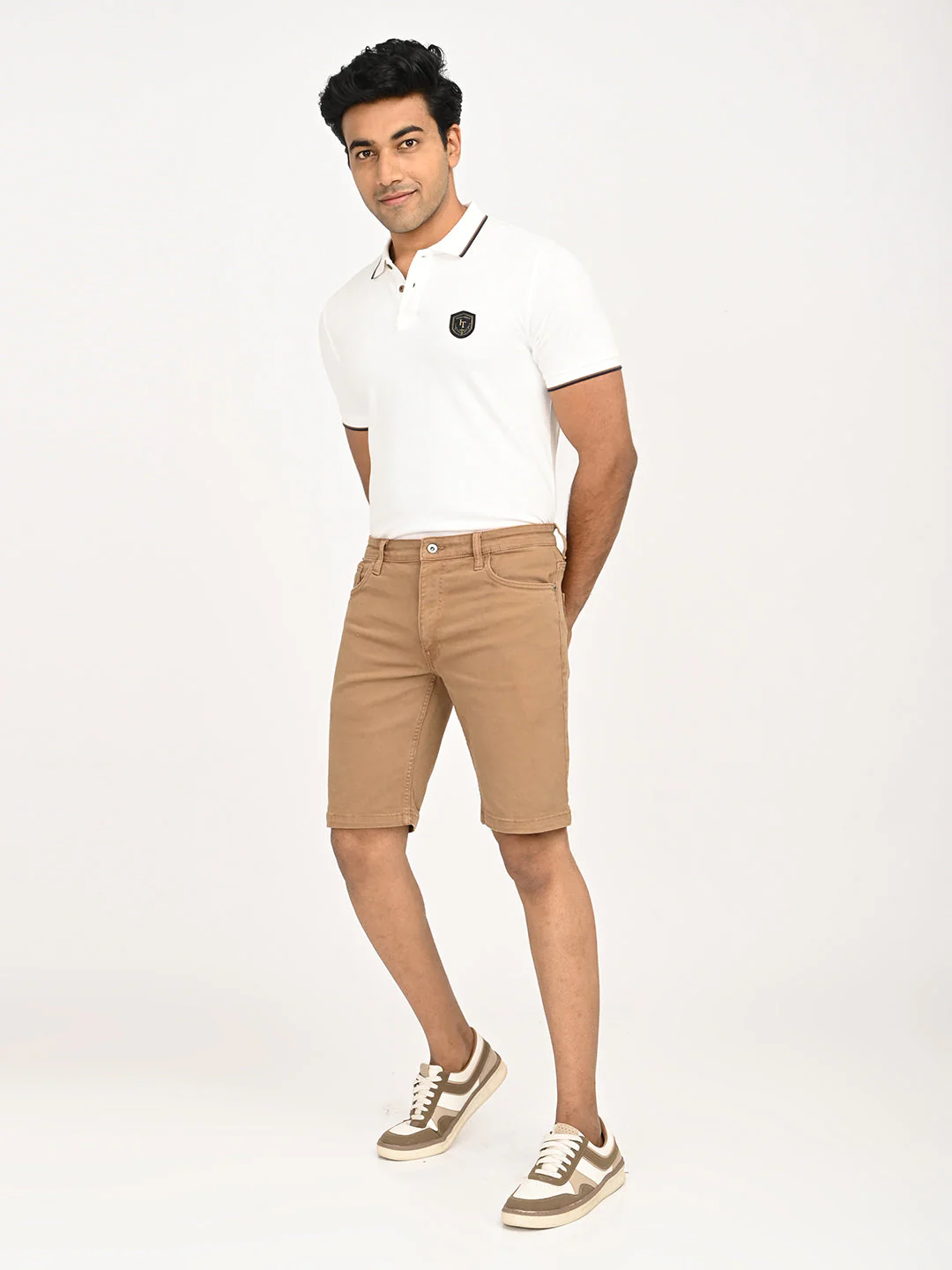 Men's Solid Cotton Stretch Shorts - Image 2
