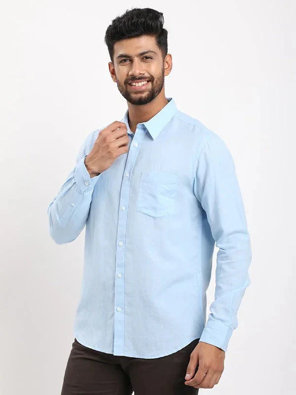 Men's Solid Full Sleeves Cotton Blend Shirt - Image 20