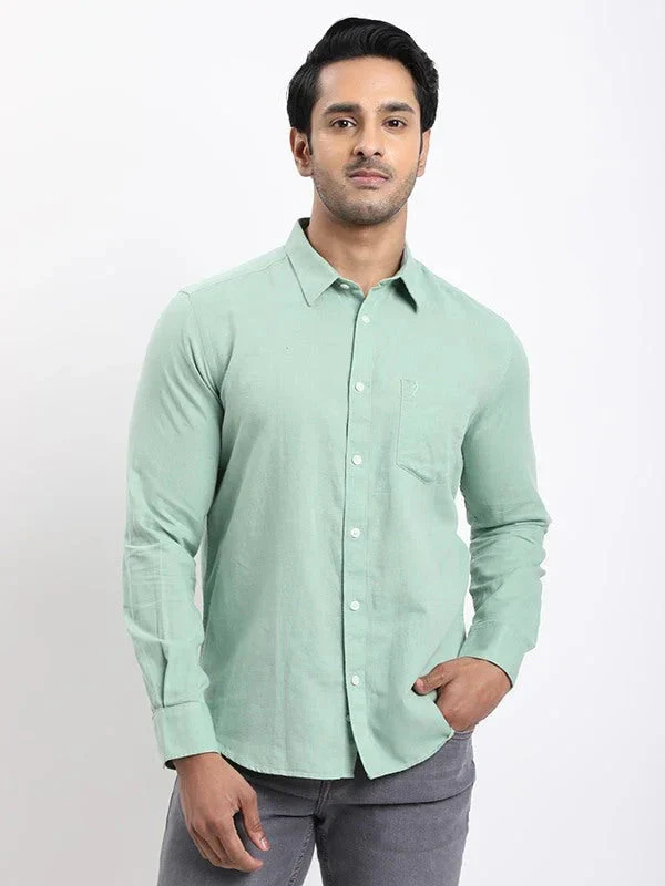 Men's Solid Full Sleeves Cotton Blend Shirt - Image 21