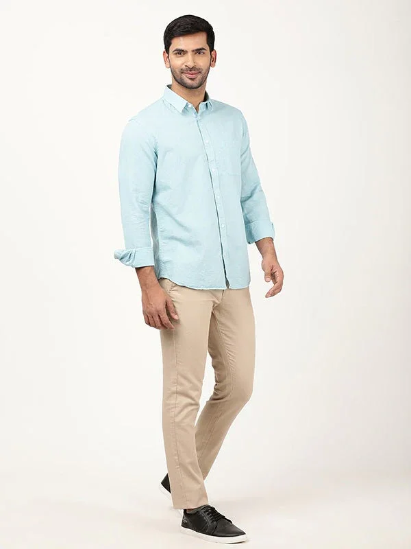 Men's Solid Full Sleeves Cotton Blend Shirt - Image 4