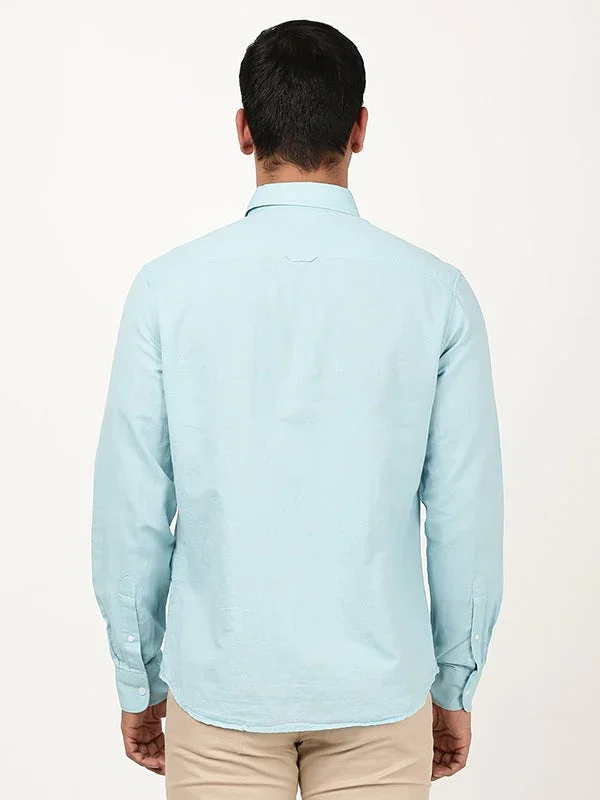 Men's Solid Full Sleeves Cotton Blend Shirt - Image 5
