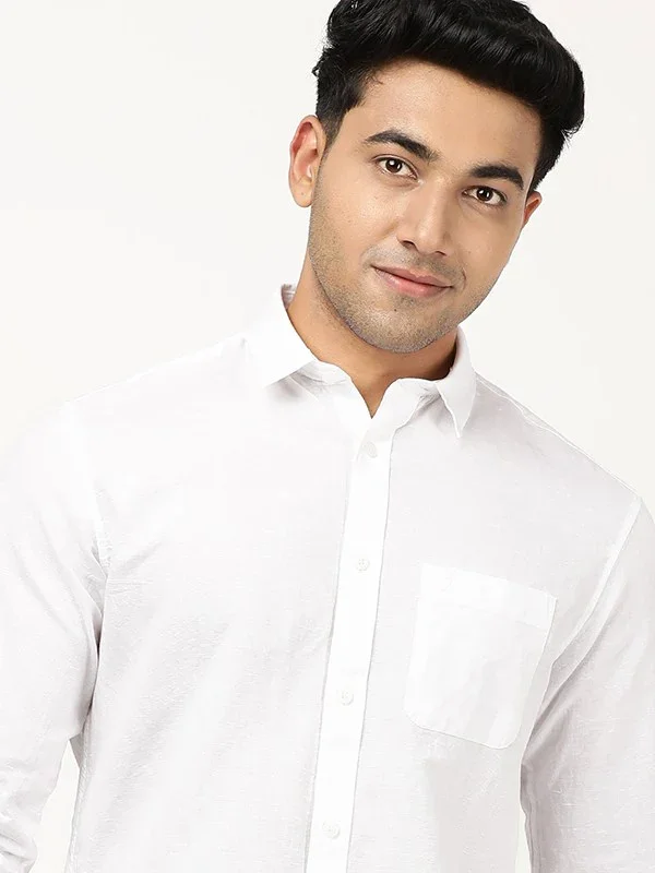 Men's Solid Full Sleeves Cotton Blend Shirt - Image 7
