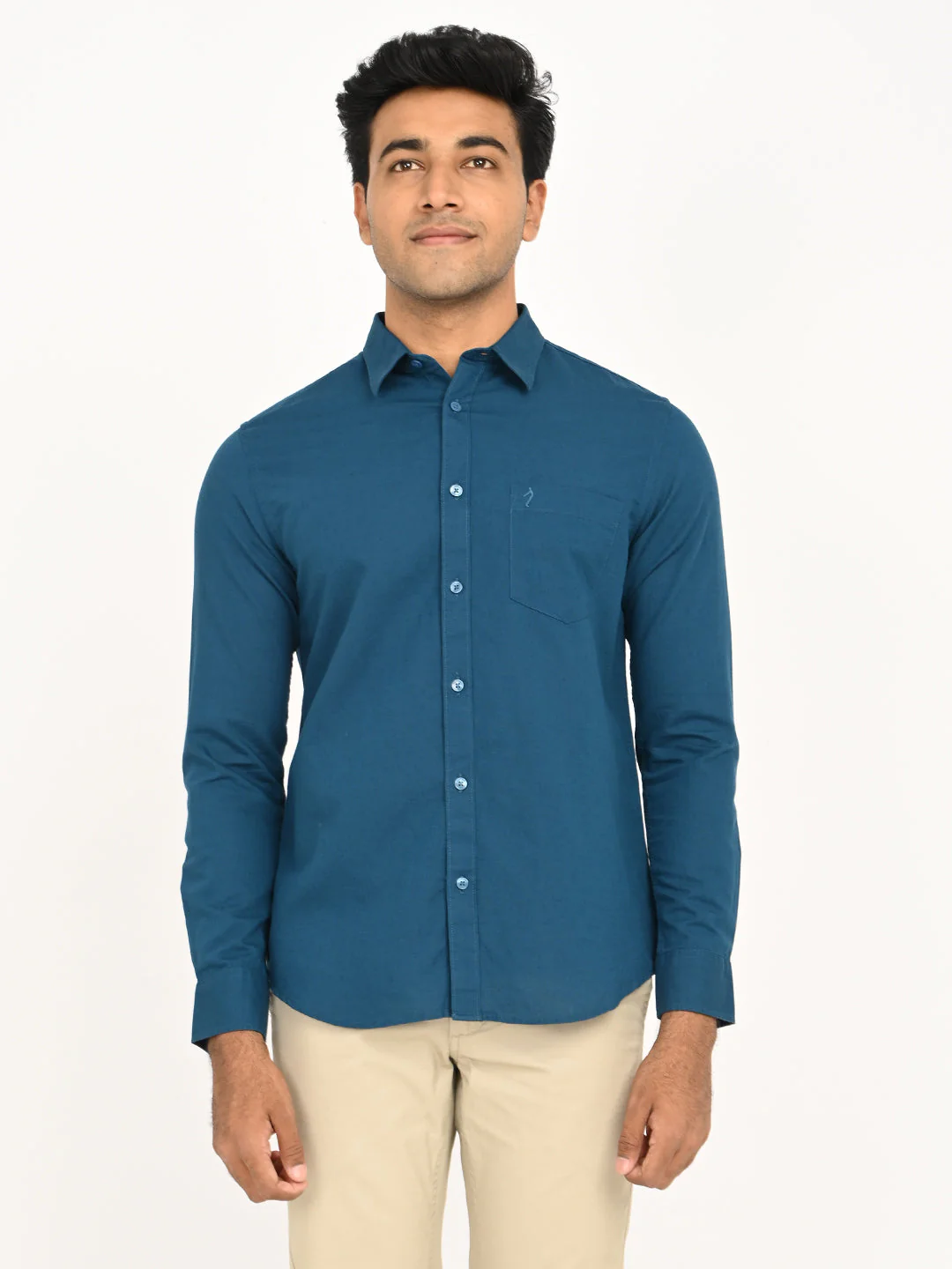 Men's Solid Full Sleeve Cotton Blend Shirt