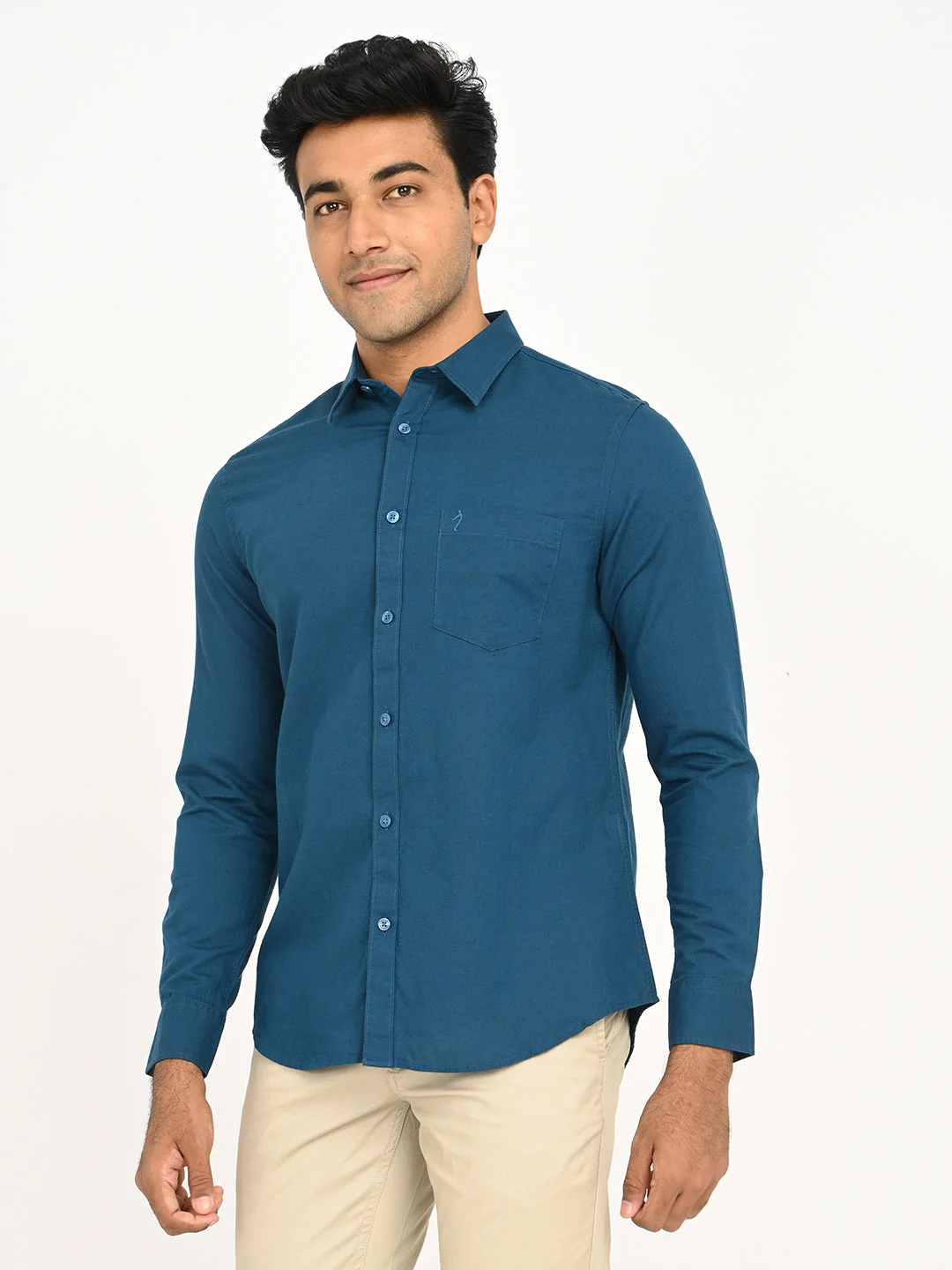 Men's Solid Full Sleeve Cotton Blend Shirt - Image 2
