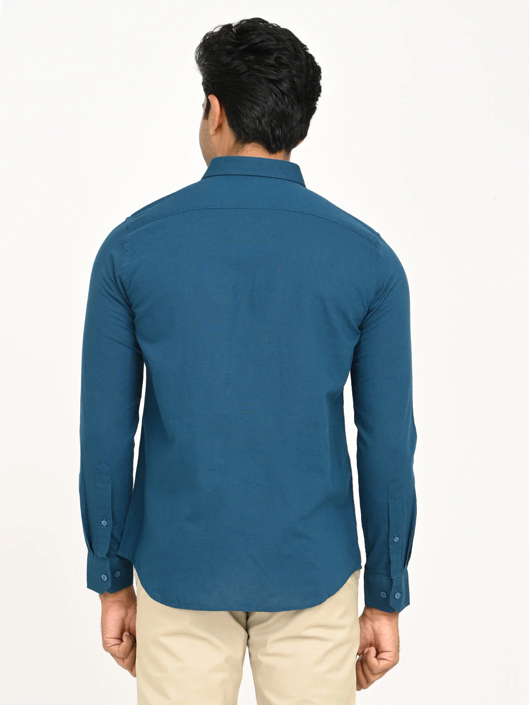 Men's Solid Full Sleeve Cotton Blend Shirt - Image 4