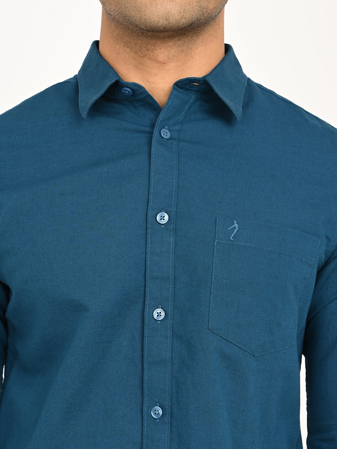 Men's Solid Full Sleeve Cotton Blend Shirt - Image 5