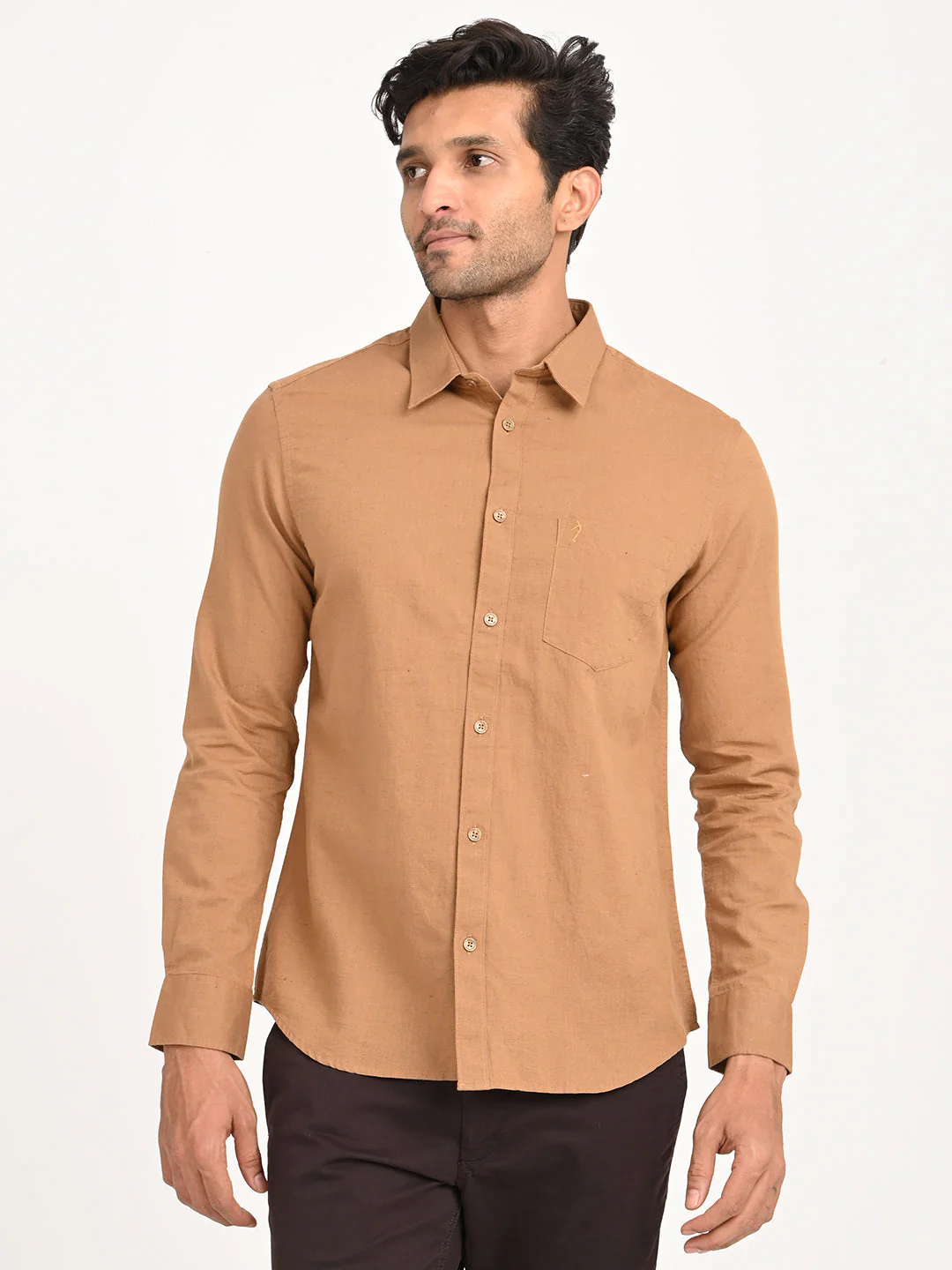Men's Solid Full Sleeve Cotton Blend Shirt - Image 7