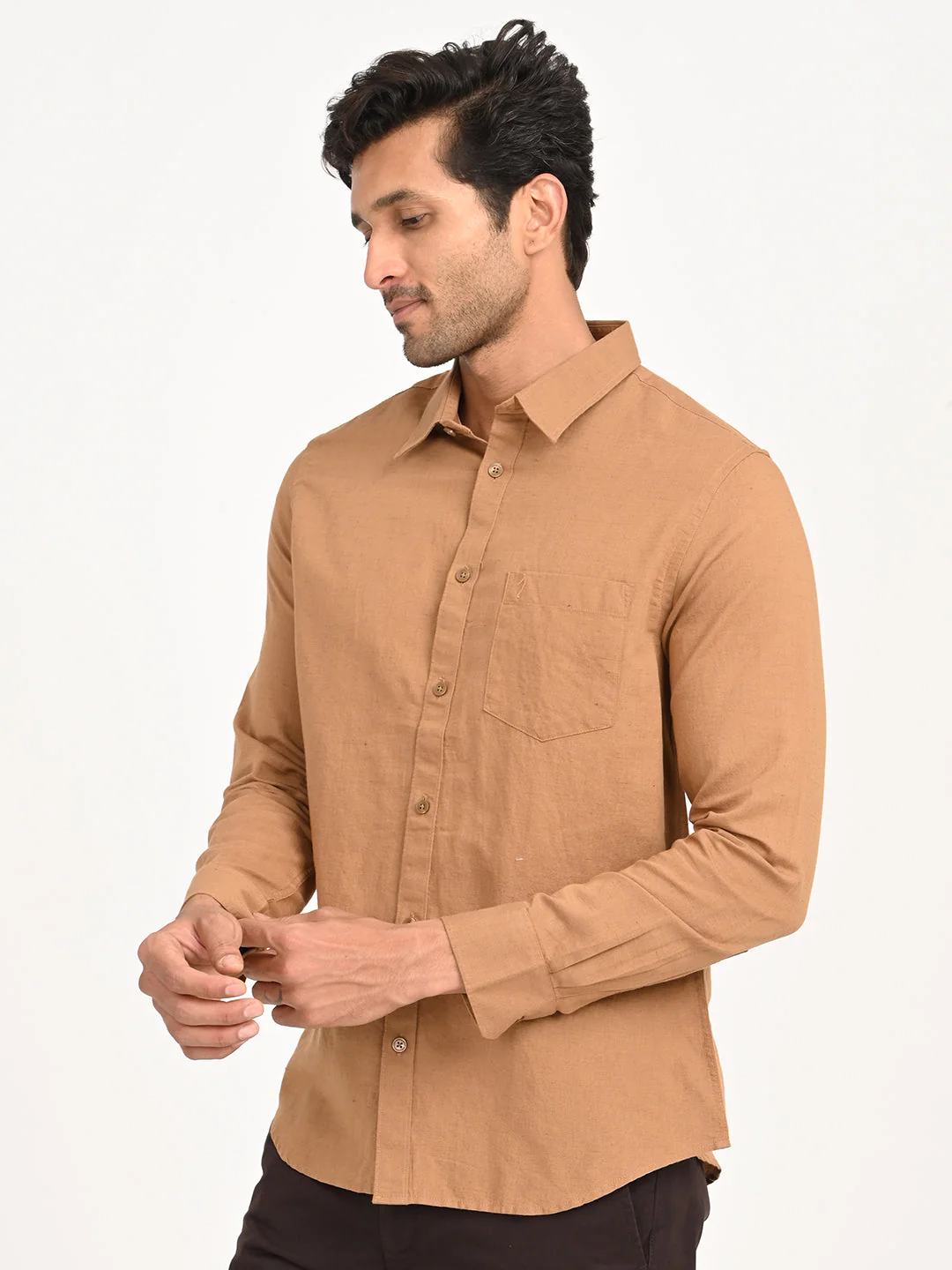 Men's Solid Full Sleeve Cotton Blend Shirt - Image 8