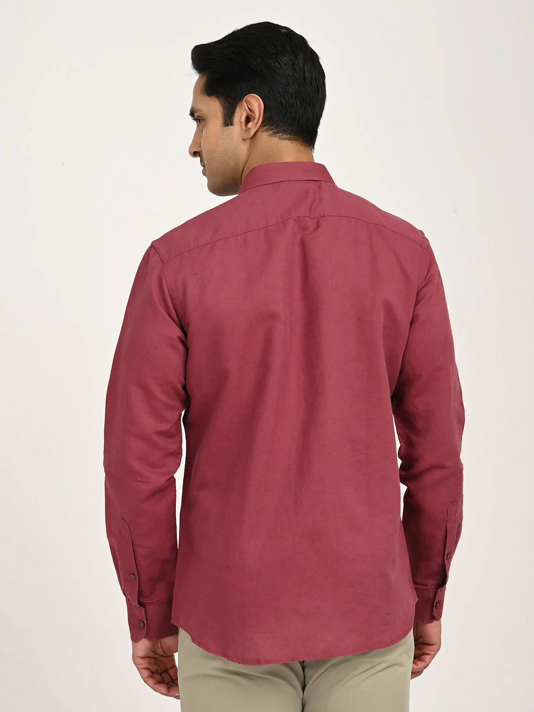 Men's Solid Full Sleeve Cotton Blend Shirt - Image 10