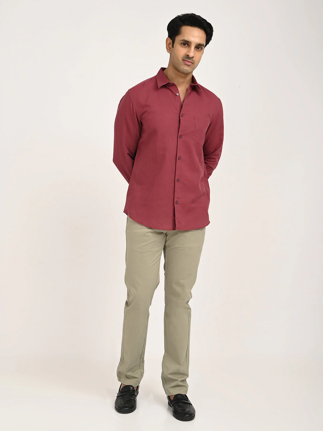 Men's Solid Full Sleeve Cotton Blend Shirt - Image 12