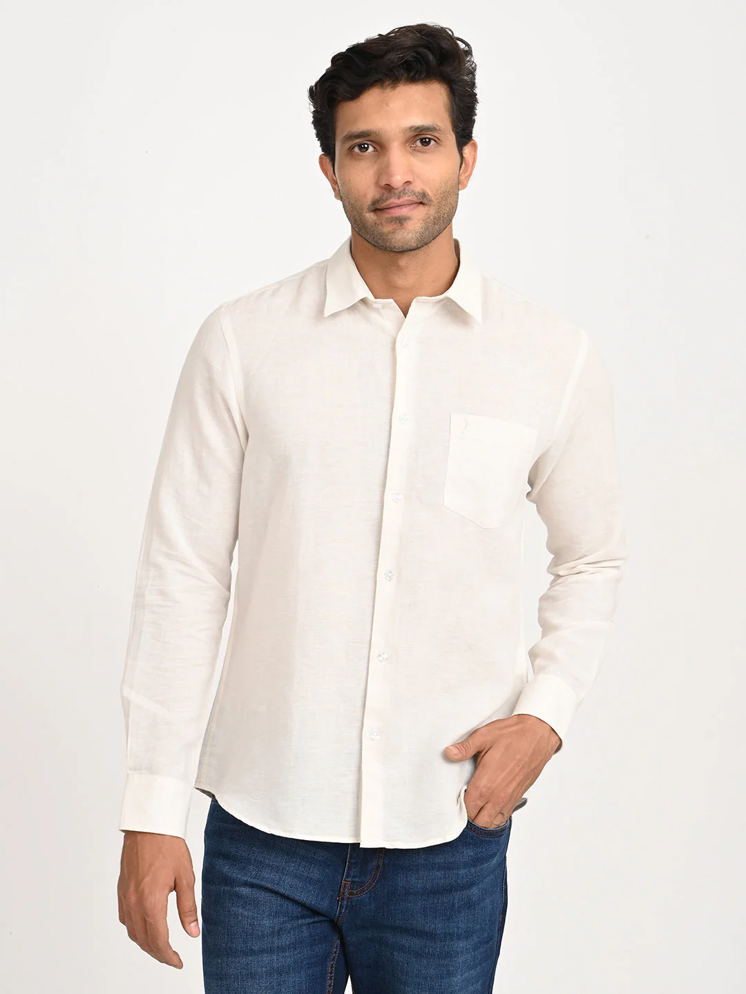 Men's Solid Full Sleeve Cotton Blend Shirt - Image 13