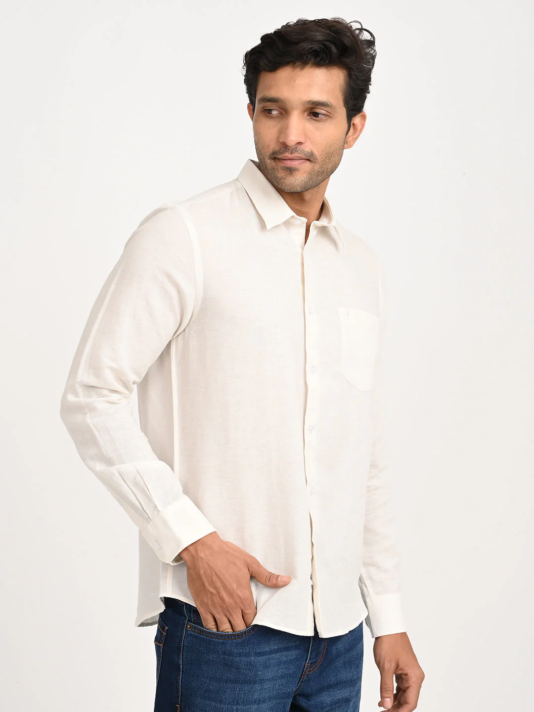 Men's Solid Full Sleeve Cotton Blend Shirt - Image 15