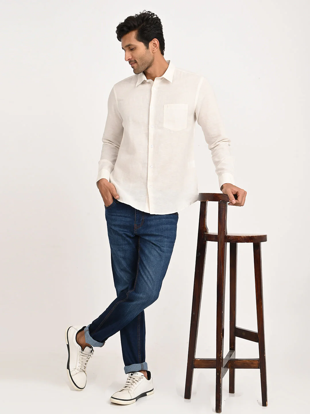 Men's Solid Full Sleeve Cotton Blend Shirt - Image 18