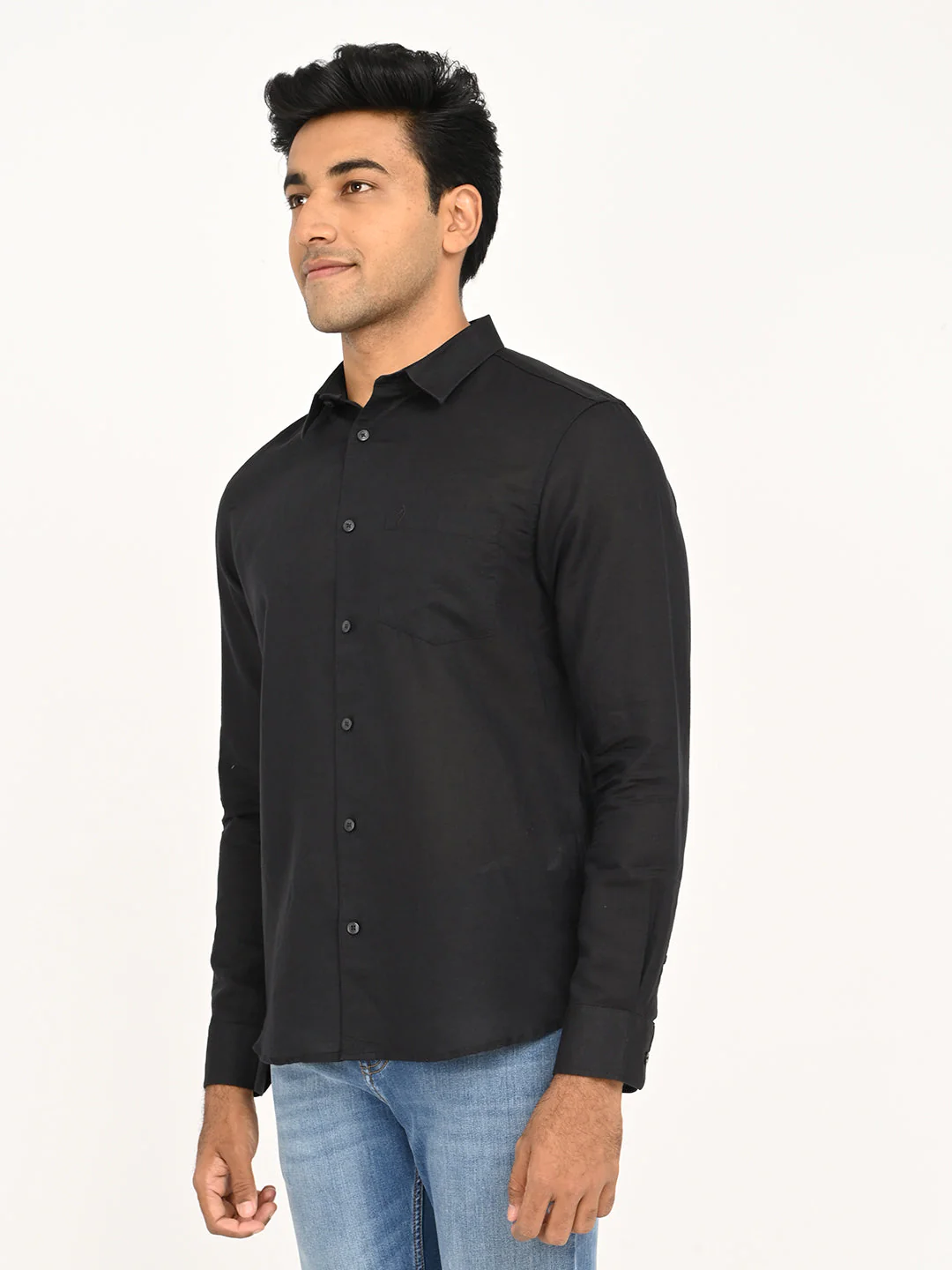 Men's Solid Full Sleeve Cotton Blend Shirt - Image 2