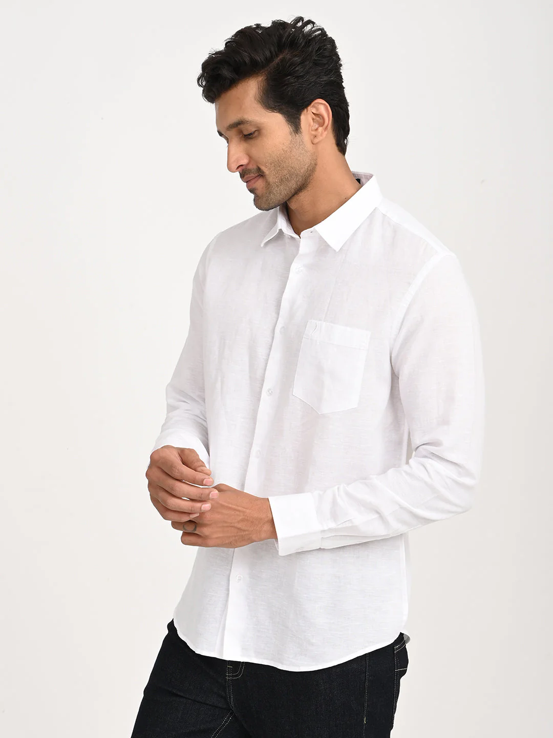 Men's Solid Full Sleeve Cotton Blend Shirt - Image 26