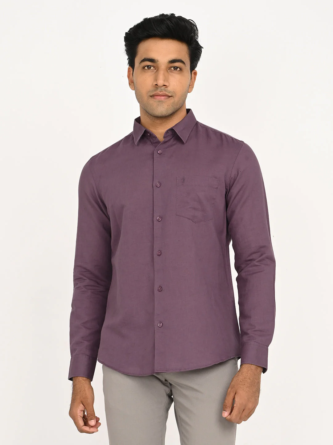 Men's Solid Full Sleeve Cotton Blend Shirt - Image 31
