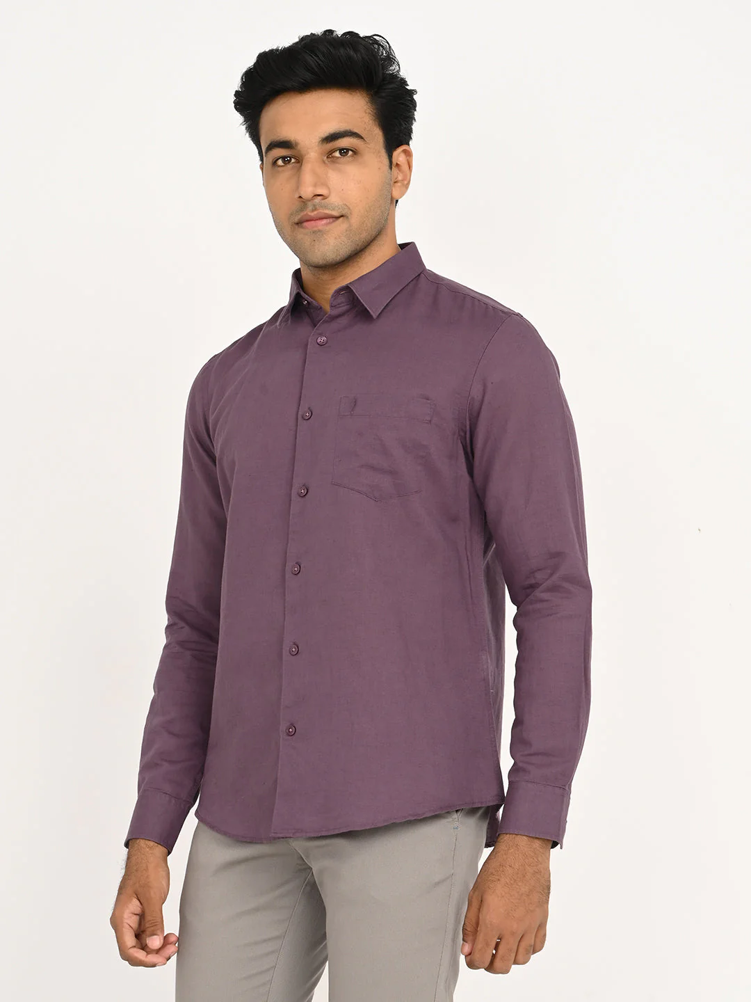 Men's Solid Full Sleeve Cotton Blend Shirt - Image 32