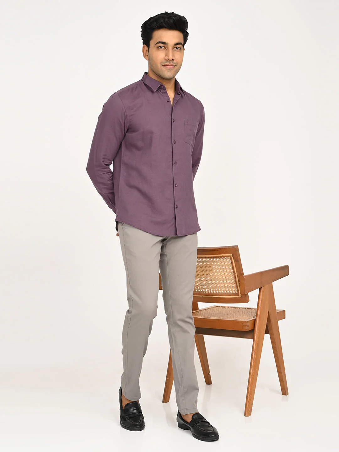 Men's Solid Full Sleeve Cotton Blend Shirt - Image 36