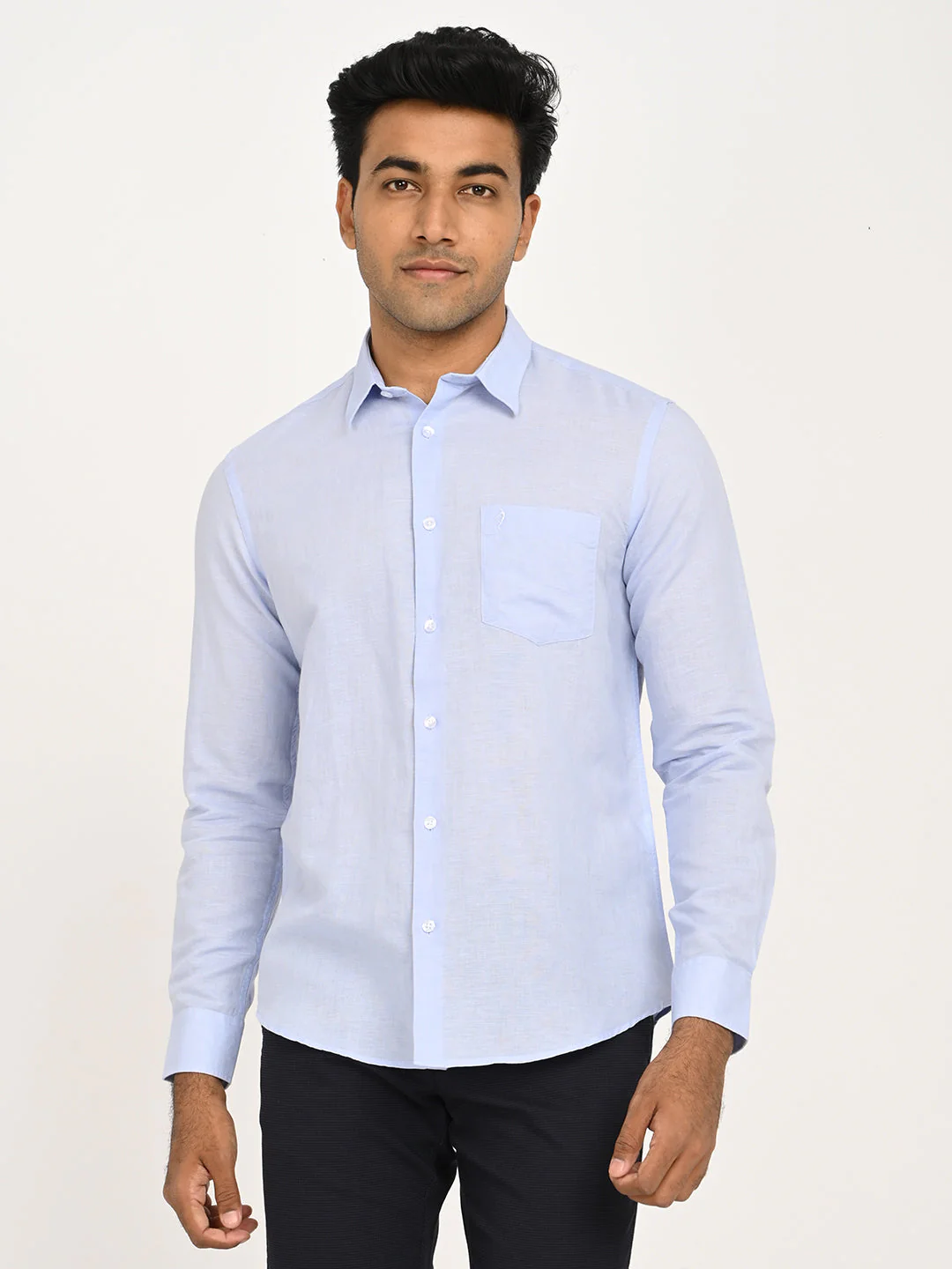 Men's Solid Full Sleeve Cotton Blend Shirt - Image 37