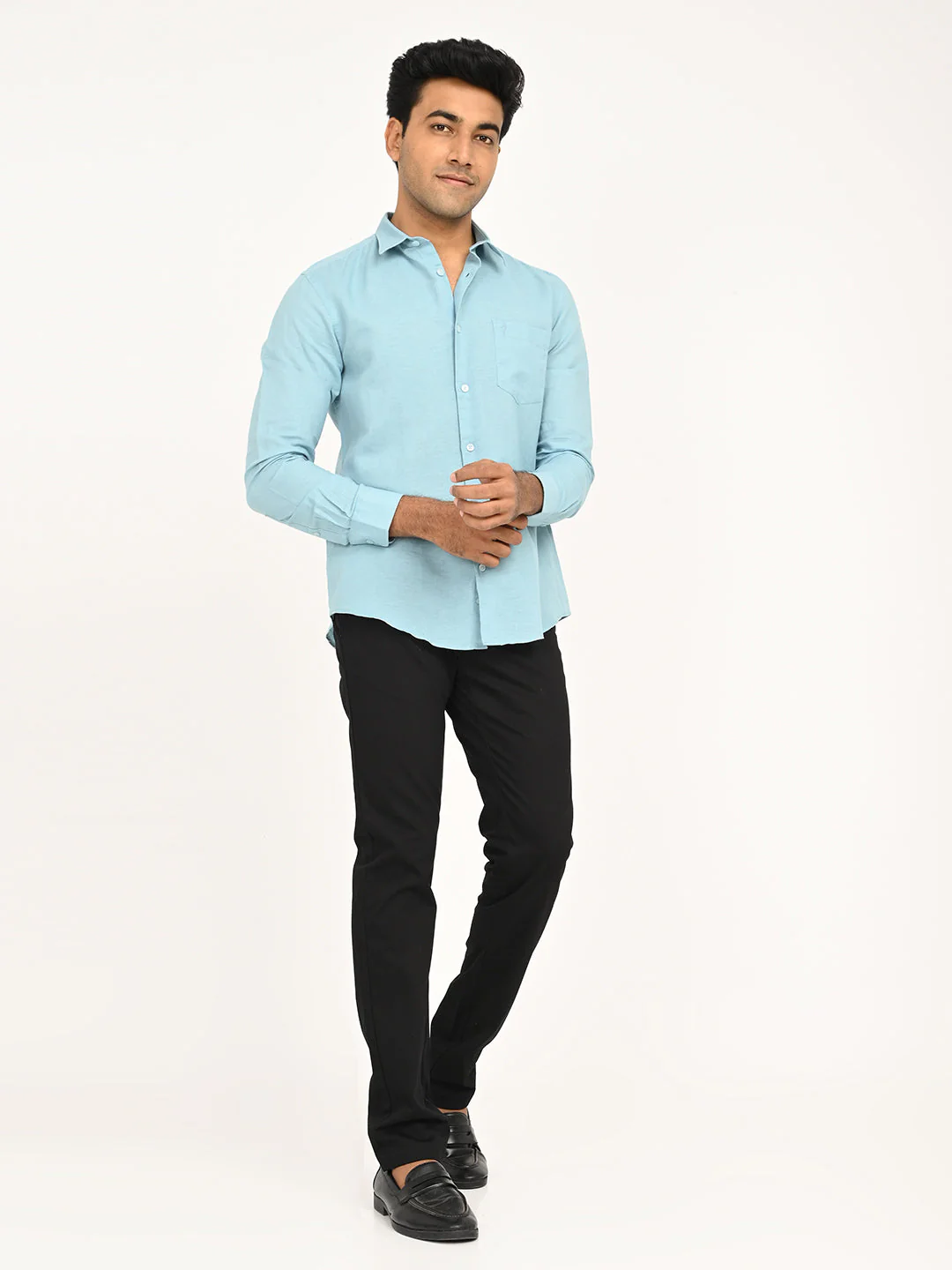 Men's Solid Full Sleeve Cotton Blend Shirt - Image 48