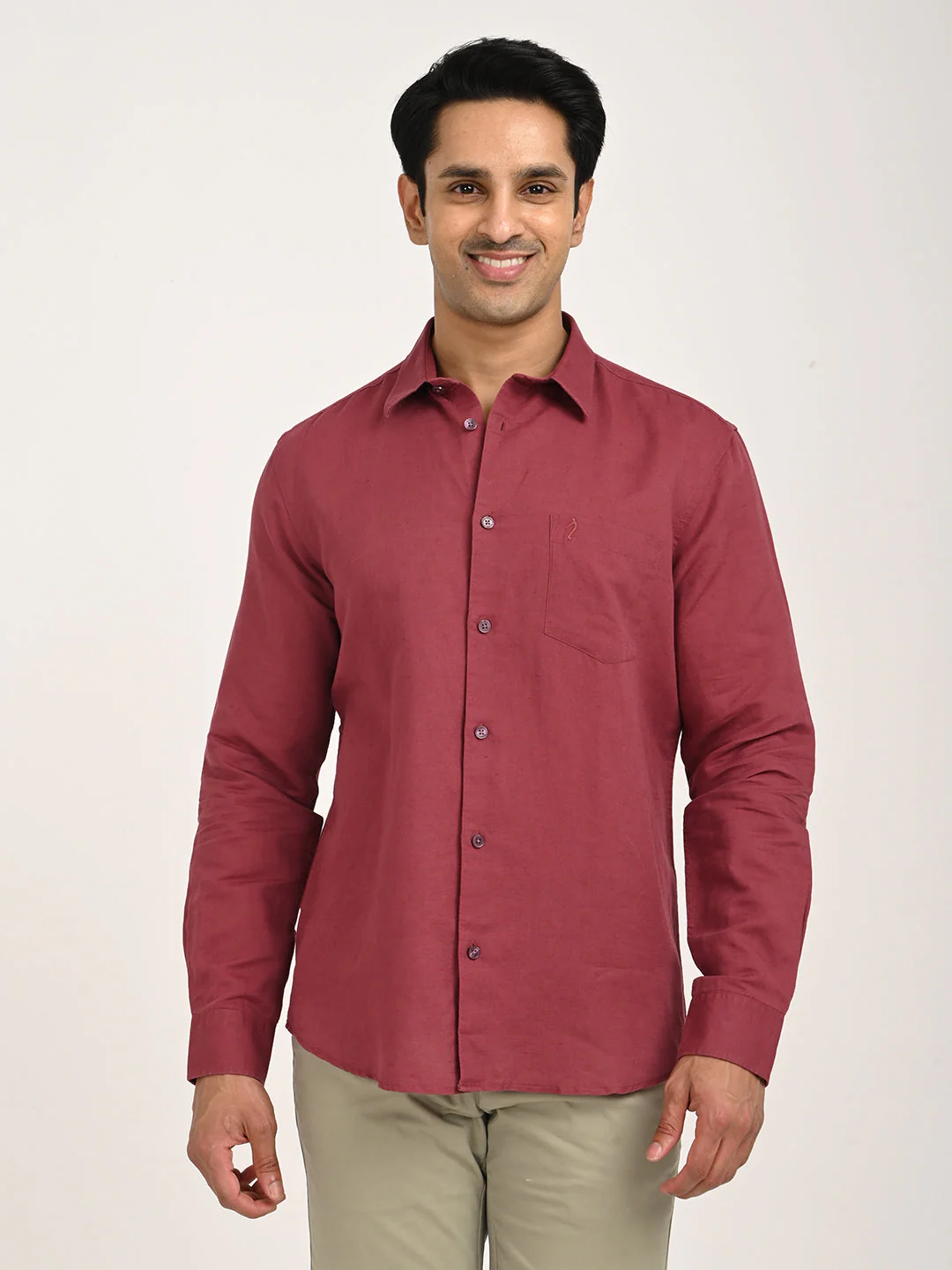 Men's Solid Full Sleeve Cotton Blend Shirt - Image 7