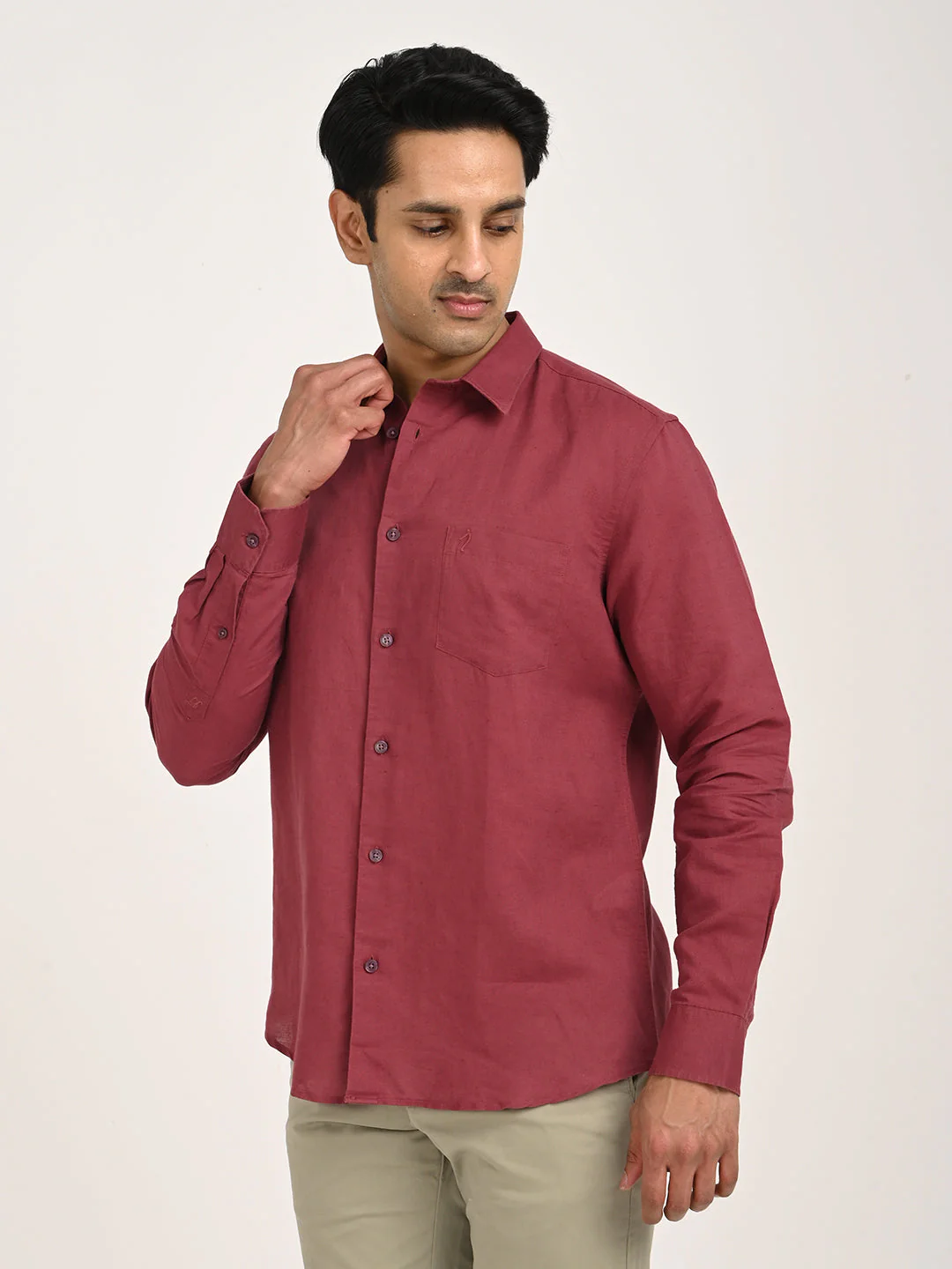 Men's Solid Full Sleeve Cotton Blend Shirt - Image 8
