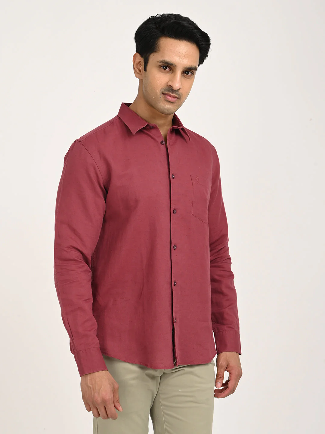Men's Solid Full Sleeve Cotton Blend Shirt - Image 9