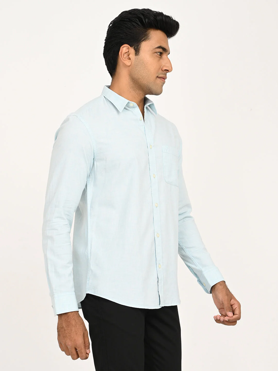 Men's Solid Full Sleeve Cotton Shirt - Image 3