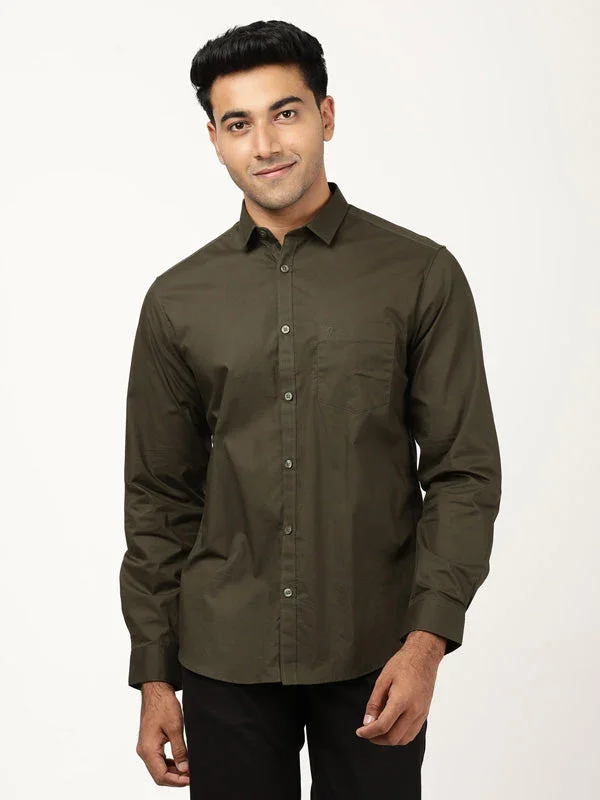 Men's Solid Full Sleeves Cotton Stretch Shirt - Image 12