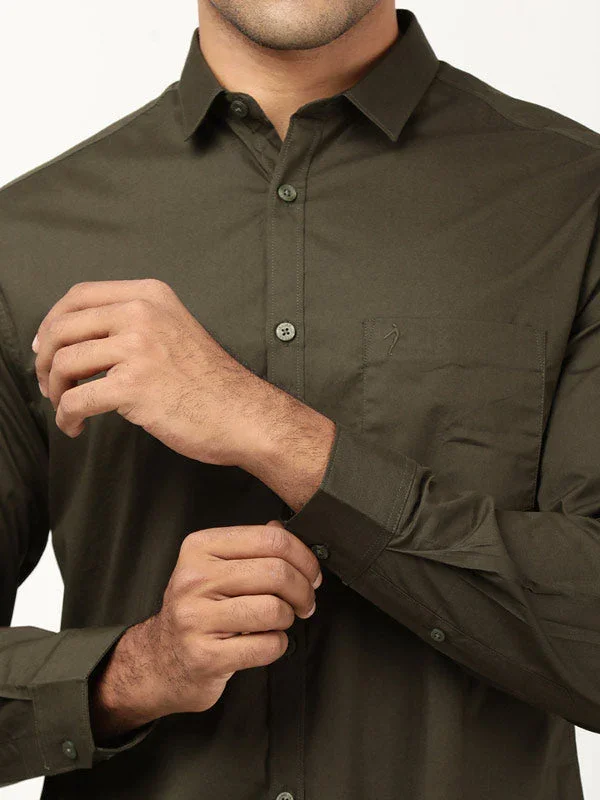 Men's Solid Full Sleeves Cotton Stretch Shirt - Image 14