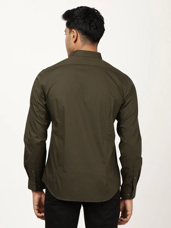 Men's Solid Full Sleeves Cotton Stretch Shirt - Image 16